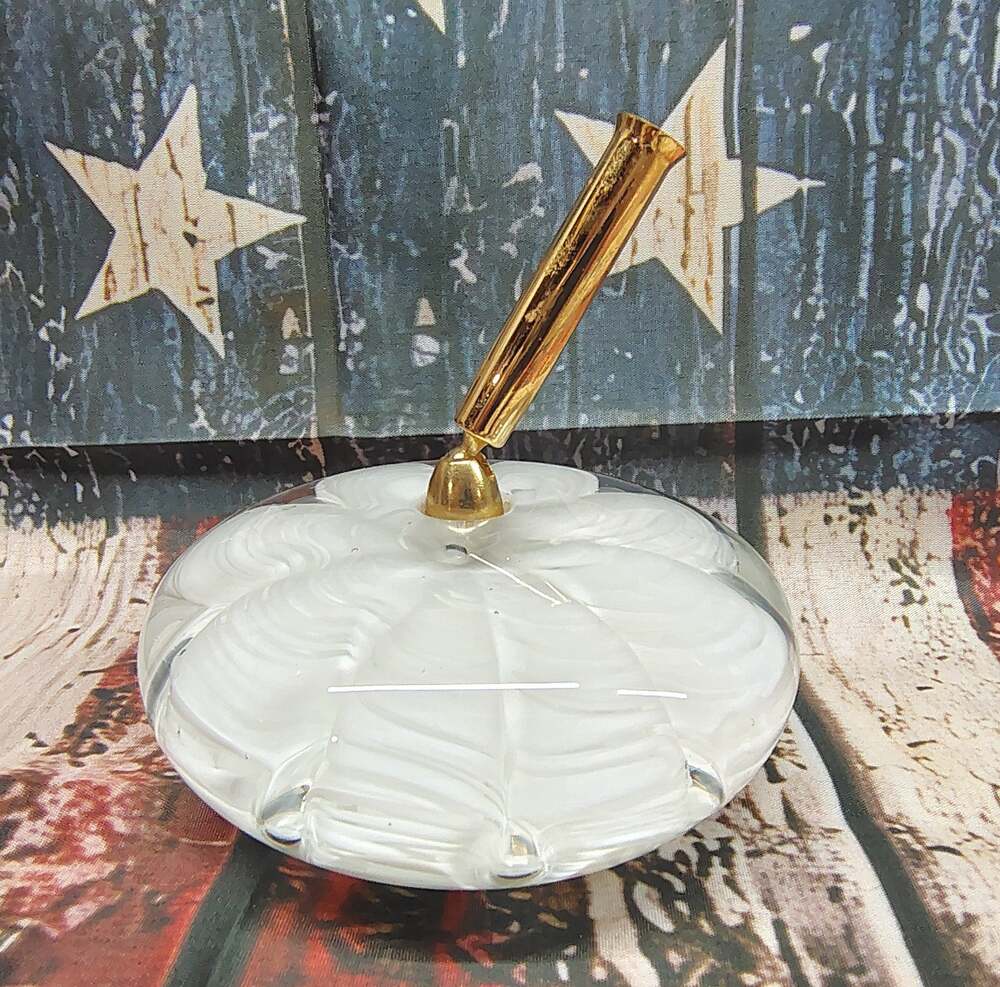 Joe Rice Art Glass Pen Holder Paperweight Signed